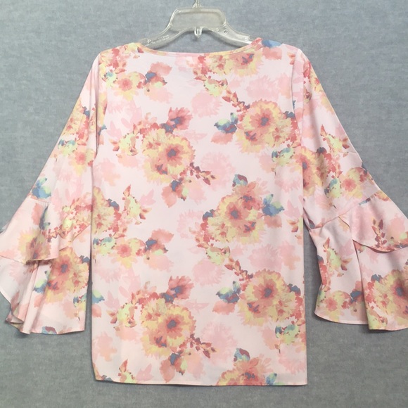 Belle by Kim Gravel Tops Belle Kim Gravel Floral Long Line Ruffle